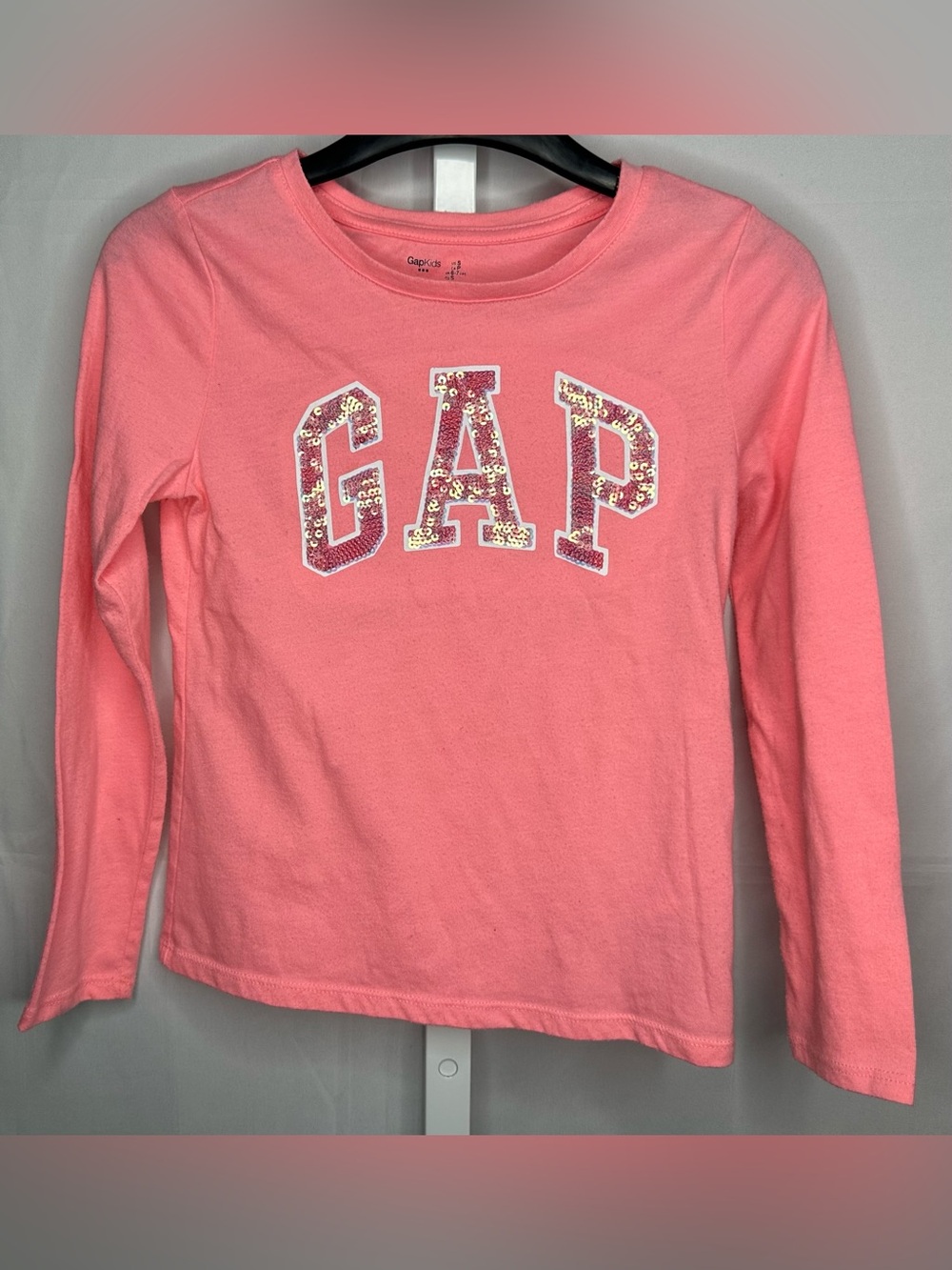 GAP Pink Long-Sleeve Tee with Sequin Logo